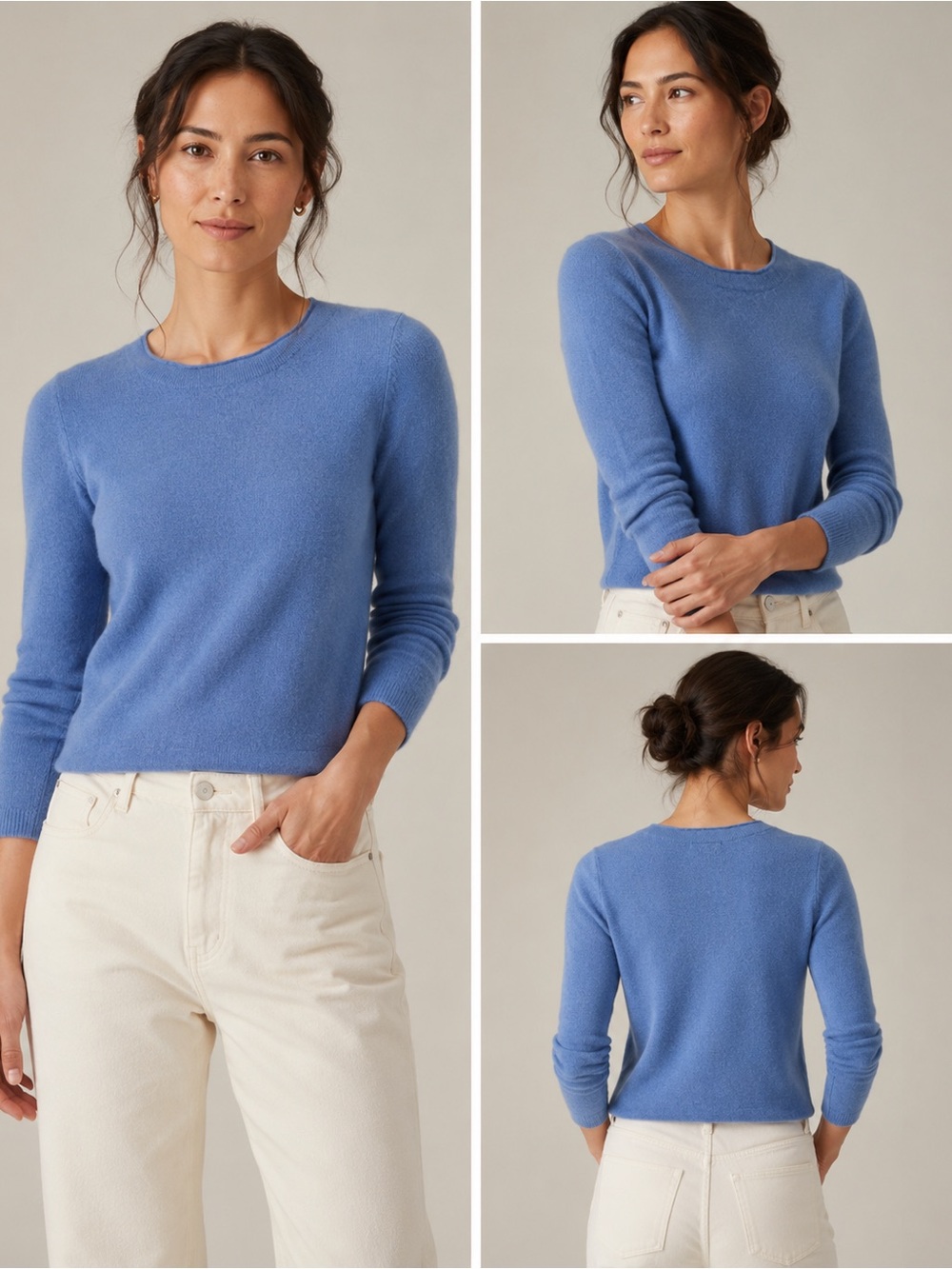 Prive Cashmere Soft Blue Cropped Sweater Size Small